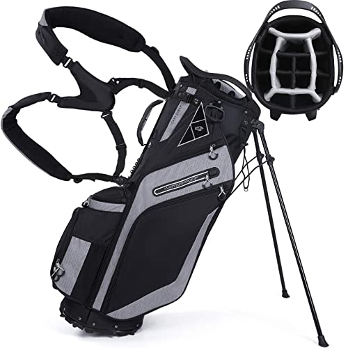Golf Stand Bag 14 Way Top Dividers with Dual Strap and 8 Pockets, Rain Hood,Portable for Men Women