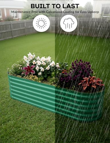 4x2x2Ft Oval Galvanized Steel Raised Garden Bed - Outdoor Metal Planter Box for Vegetables, Flowers, Herbs L43315