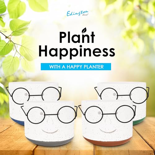 Face Planter Pot with Drainage, 4 inch Head Plant Pot with Glasses (Green) M651652