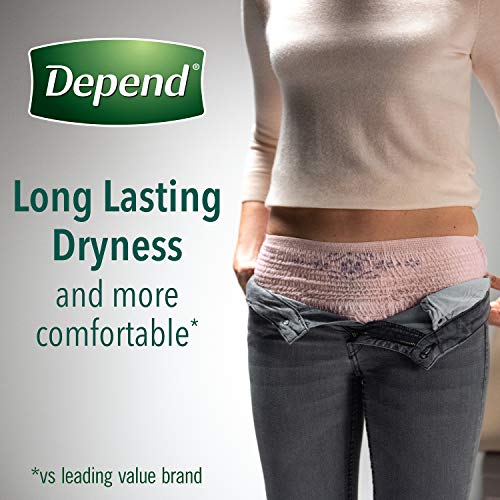 Depend FIT-FLEX Incontinence Underwear for Women, Disposable, Maximum Absorbency, Small, Blush, 90 Count L560625