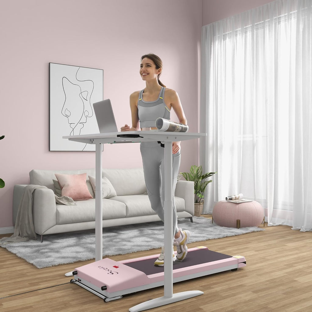 Soozier Under Desk Treadmill Portable Walking Pad with Foldable Wheels O7673
