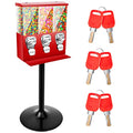 Treela Black Commercial Candy Vending Machine with Stand Triple Head Vending Machine Gumball Vending Machine with Removable Canisters 25 Cent Coin Operated Candy Dispenser for Business