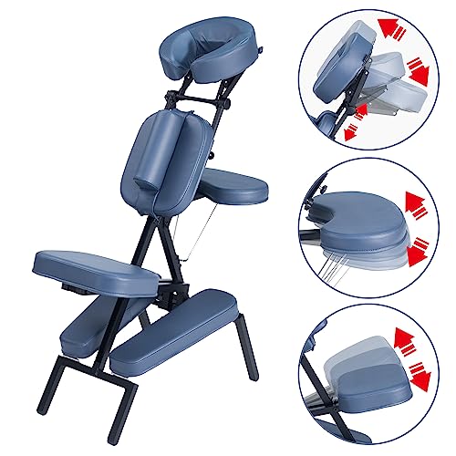 Master Massage Portable Folding Massage Chair with Wheeled Carrying Case, Aluminum, Blue C306913