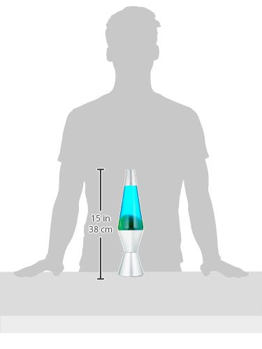 Lava Lite 2124 Original 14.5-Inch Silver Base Lamp with Yellow Wax Blue Liquid K2514