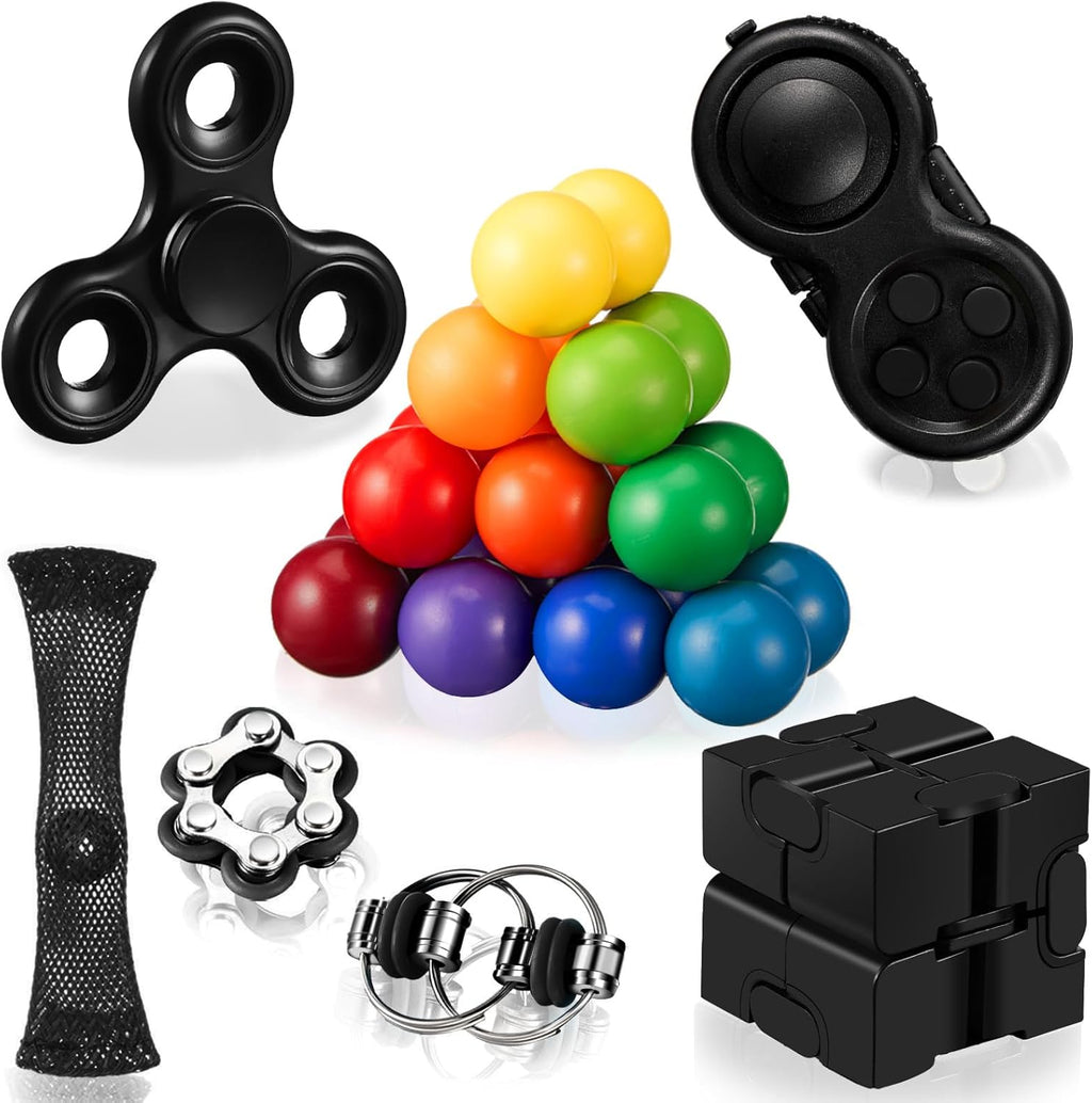 7Pack Fidget Toys Adults Set Sensory Pack Toys Fidgets for Kids Adults Autistic Sensory Autism Toys ADHD Stress Relief Toys School Treasure Box Classroom Prizes Goodie Bag Filler（Random Color）