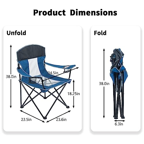 Portable Folding Camping Chair for Adults with Cup Holders, Heavy Duty 400LBS V971