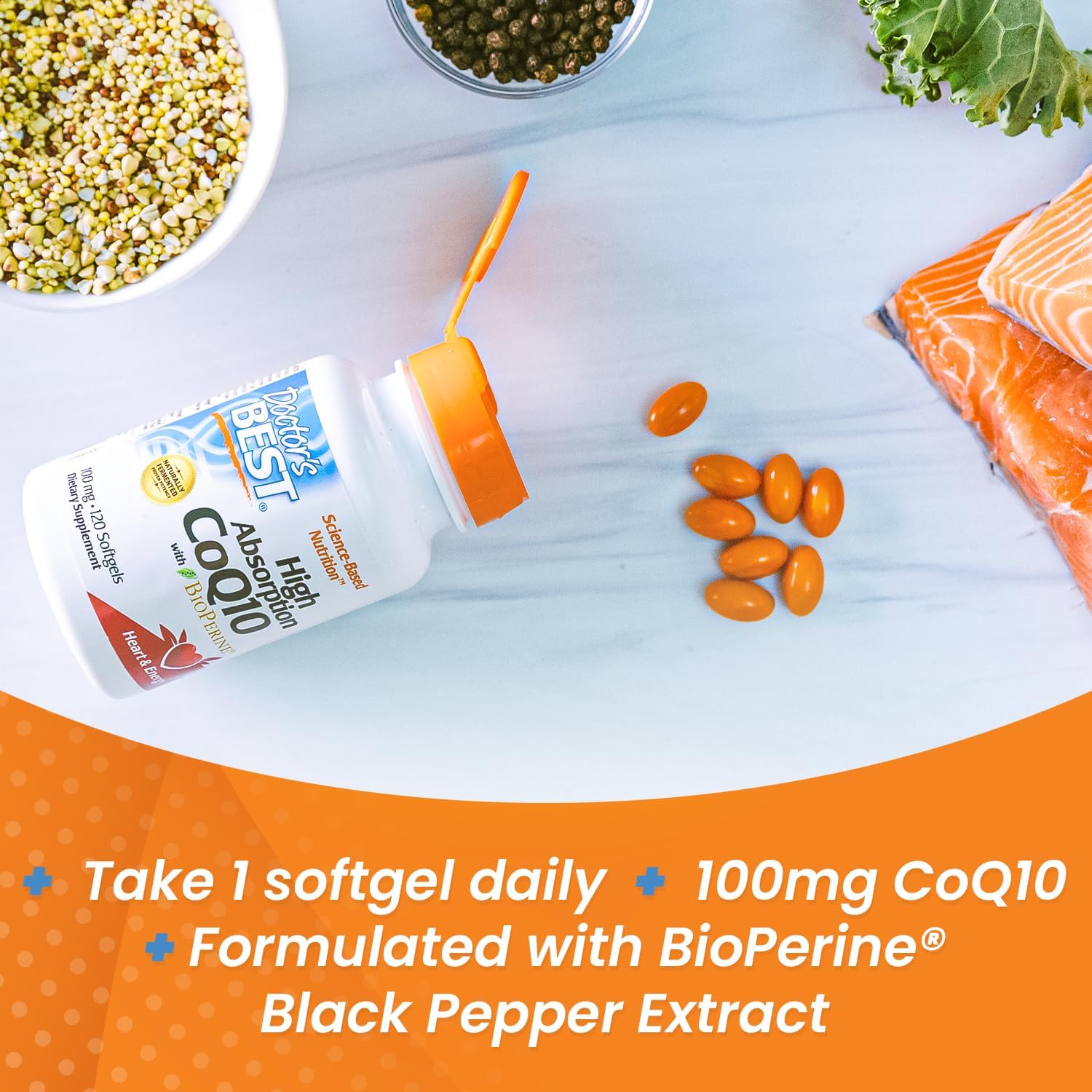 Doctor's Best High Absorption CoQ10 with BioPerine, 100 mg, 120 Count B864960