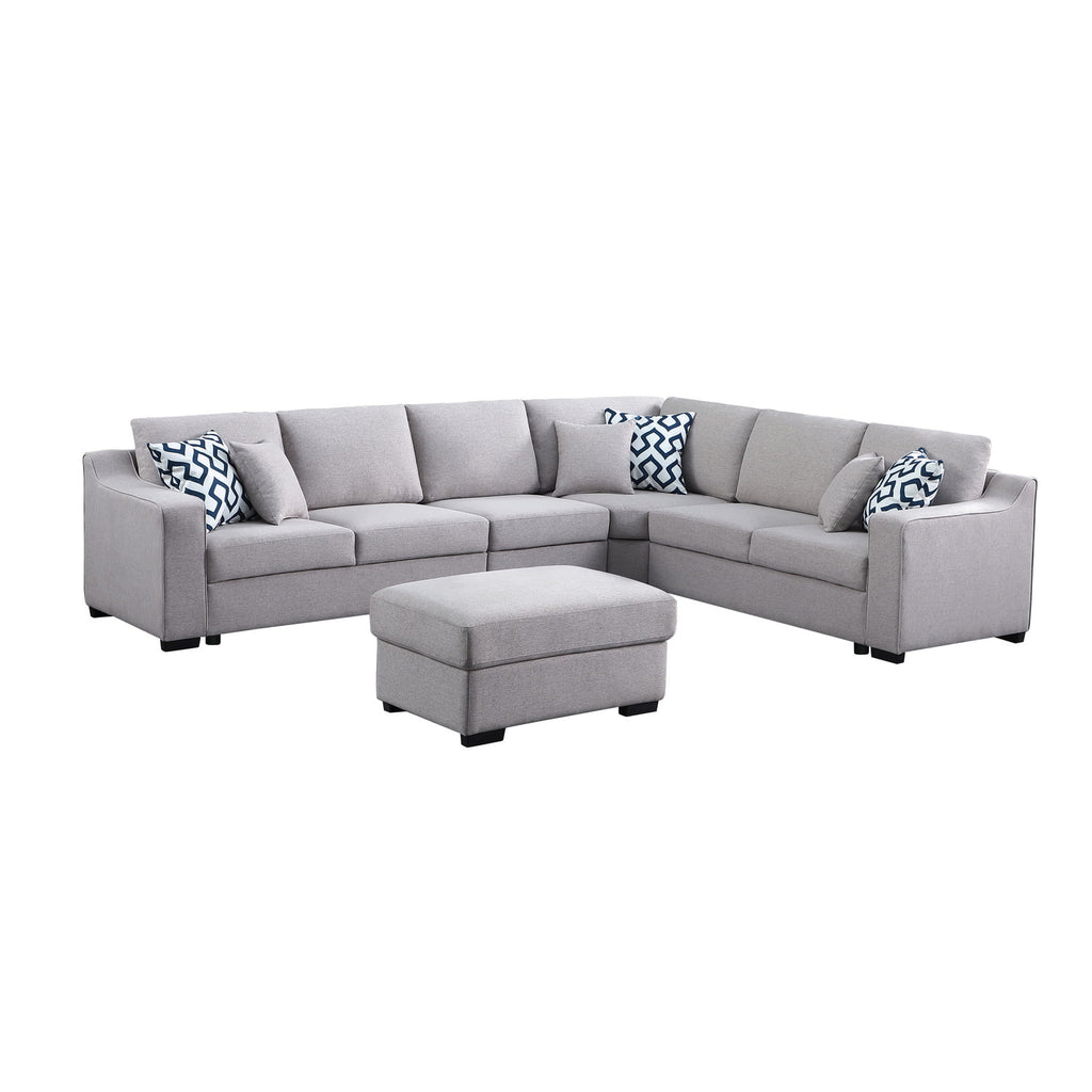126" Wide Fabric Modular Corner Sectional Sofa with Ottoman Light Gray Z77898
