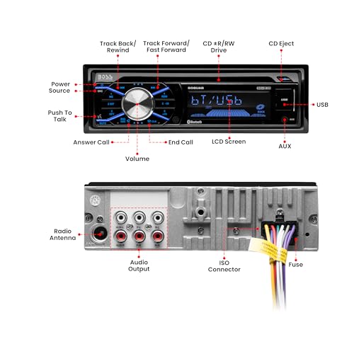 BOSS Audio Systems 656BCK Car Stereo Package - Single Din, Bluetooth, CD MP3 USB AM FM Radio, 6.5 Inch Speakers F17448