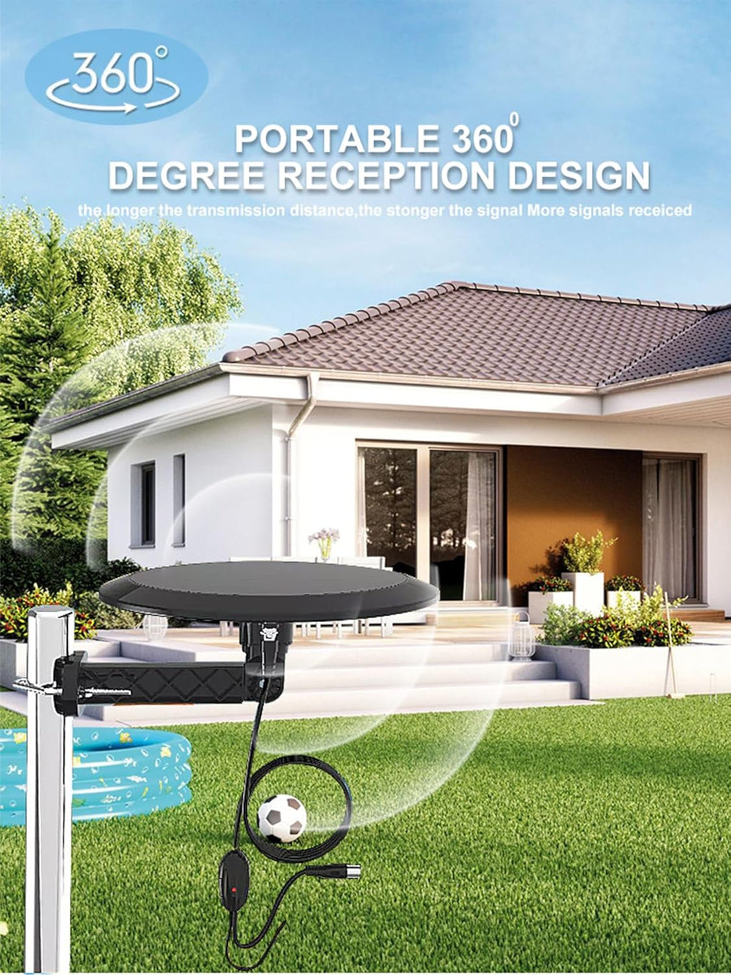 Outdoor TV Antenna for Smart TV, 4K HD, Long Range with Amplifier H239