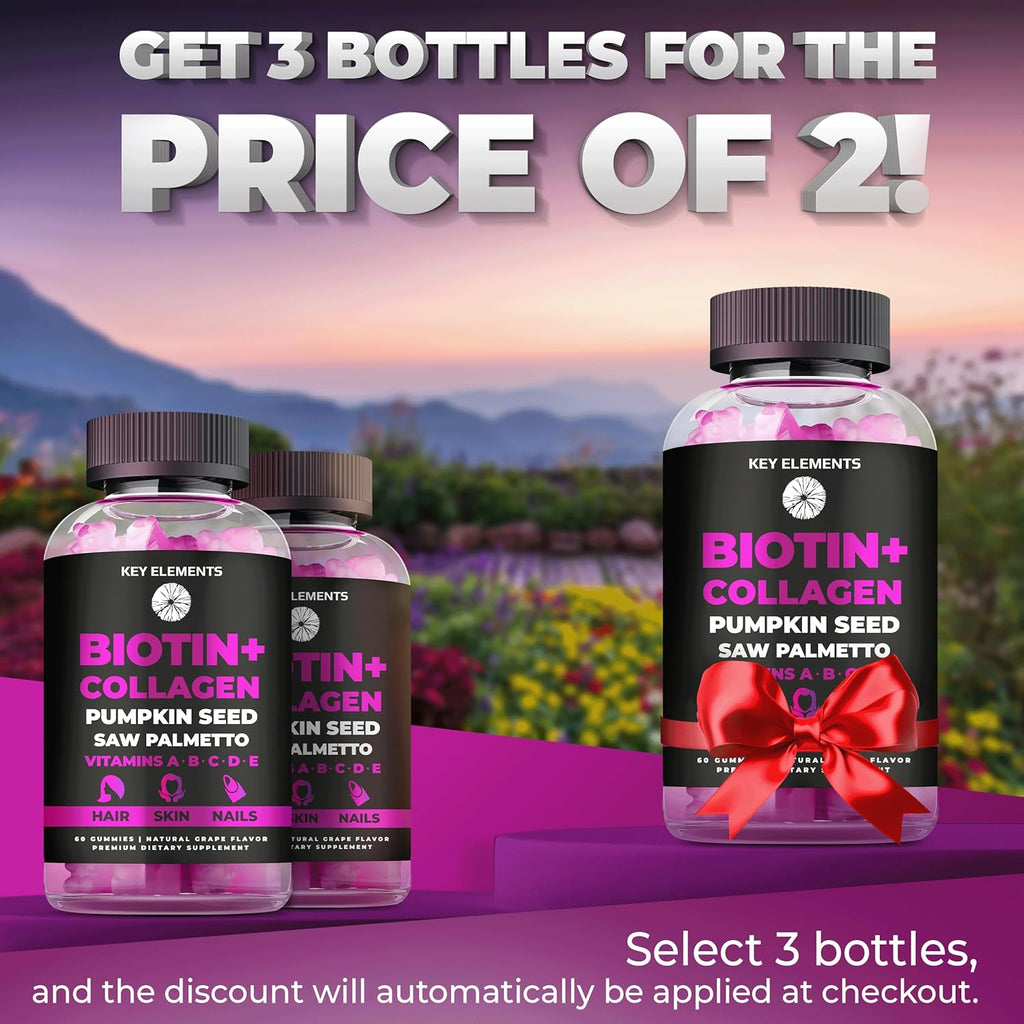 Hair Skin and Nails Biotin & Collagen Gummies with Vitamins A B6 C D E S803622