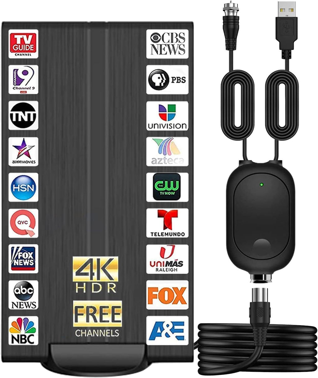 Amplified Outdoor/Indoor Digital TV Antenna – 2024 Powerful Amplifier Signal Booster up to 500+ Miles Range Support 4K 1080p Full HD Smart and Older Tvs
