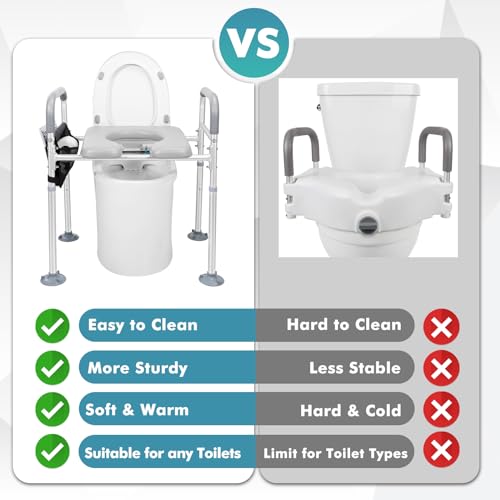 Adjustable Raised Toilet Seat with Handles for Elderly Y85781