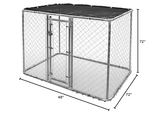 MidWest Homes for Pets Chain Link Portable Kennel with Sunscreen, 6x4x4 ft S13535