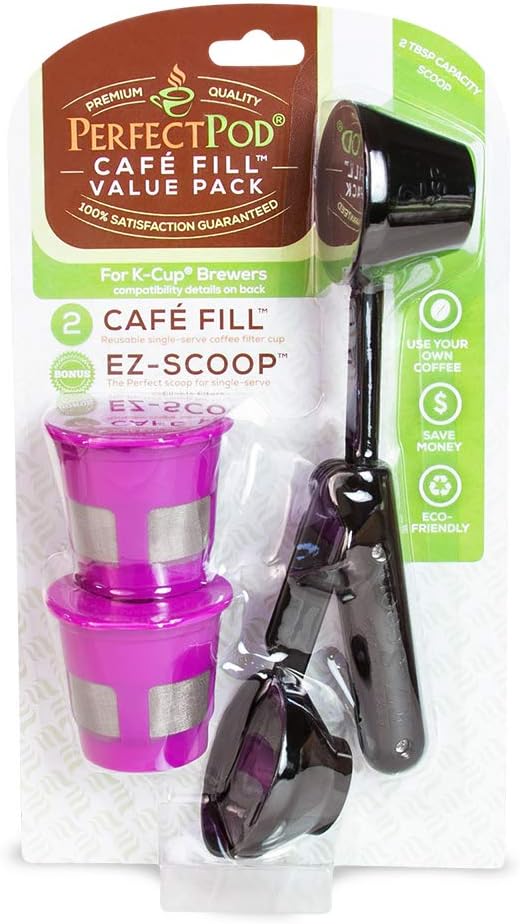 Perfect Pod Cafe Fill Value Pack Reusable K Cup Coffee Pod Filters with Scoop N699