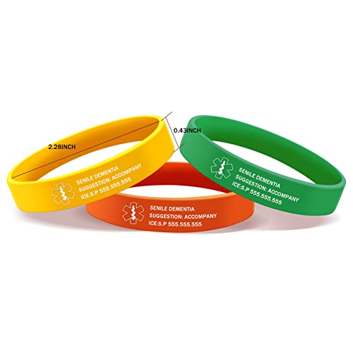 Personalized Silicone Emergency ID Bracelet for Men Women Kids U5661