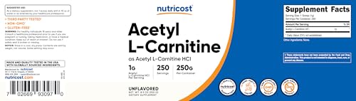 Nutricost Acetyl L-Carnitine (ALCAR) Powder, 250 Grams B99596