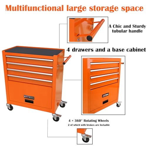 5-Drawer Rolling Tool Cart with Wheels, Black V51953
