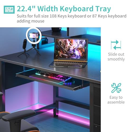 Lufeiya Computer Desk with File Drawers and Keyboard Tray, 47 Inch, Rustic Brown C1034