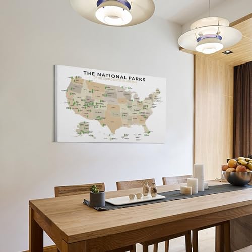 National Parks Map of America Canvas Wall Art Poster 16x24in Unframed W933802
