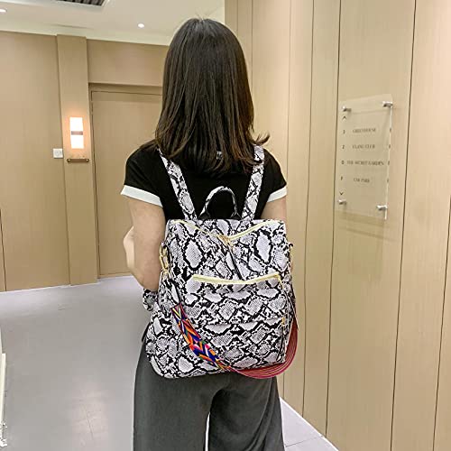 Women's Snake Print Backpack Purse Handbag (Grey) V4120