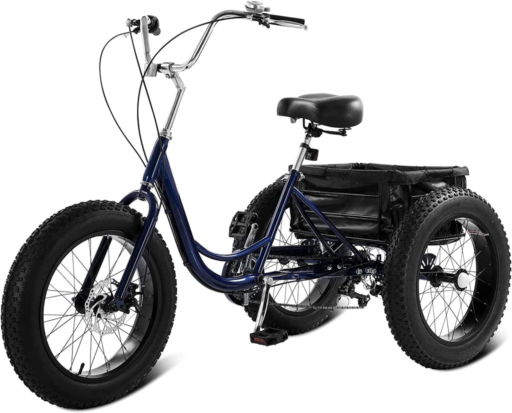 GIZMAC Adult Tricycle, 7 Speed Tricycle for Adults, 20" 3 Wheel Bikes for Adults with Basket, Adult Tricycles for Women Seniors Men, Three Wheel Tricycle for Dogs Beach, Cargo Trike Tricycle