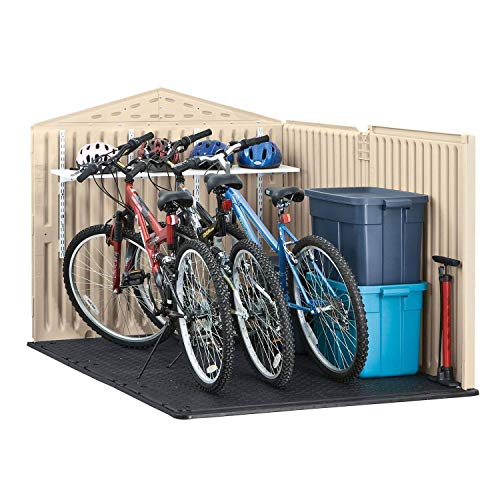 Rubbermaid Slide-Lid Resin Outdoor Storage Shed, 5 x 6.5 Ft, Beige/Brown U109