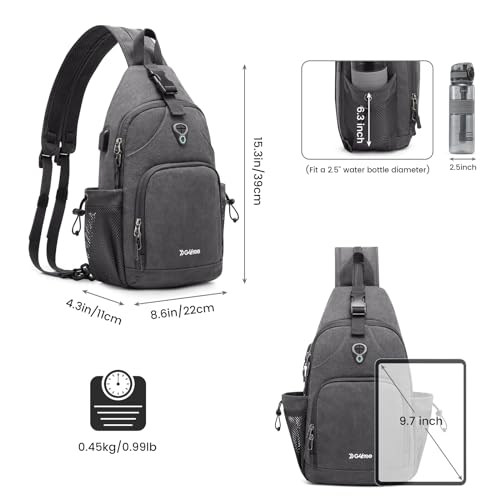 G4Free Sling Bag Canvas Crossbody Backpack with USB Charging Port F320628