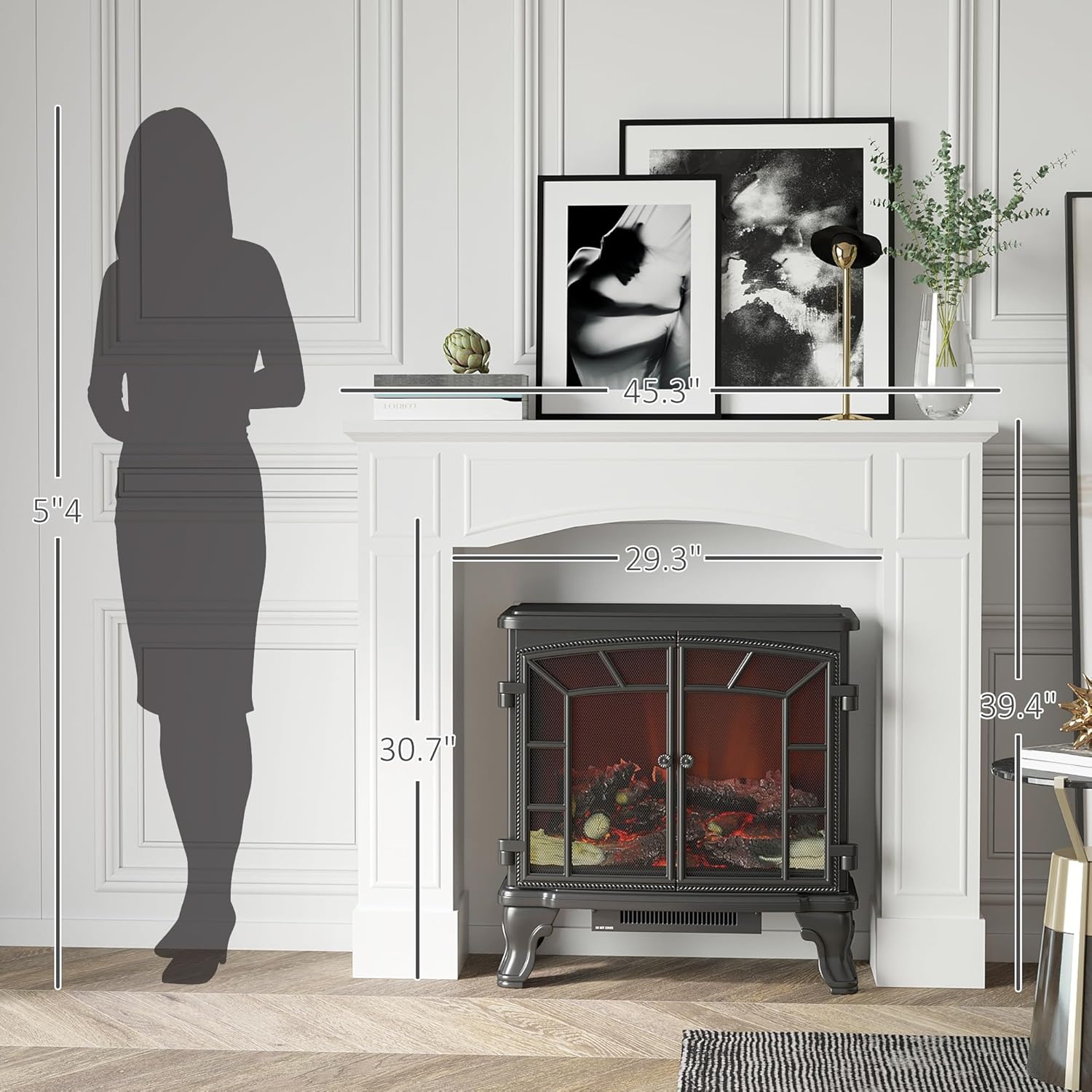 HOMCOM Modern Fireplace Mantel Surround, White, 29" H972824