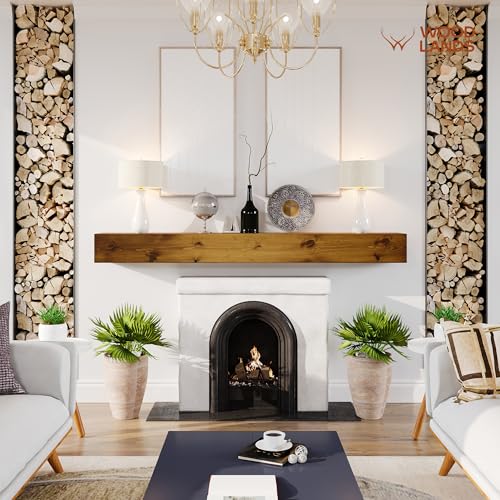 Woodlands-USA 72" Floating Fireplace Mantel Shelf, Rustic Wall Mounted, Charcoal Gray T535816