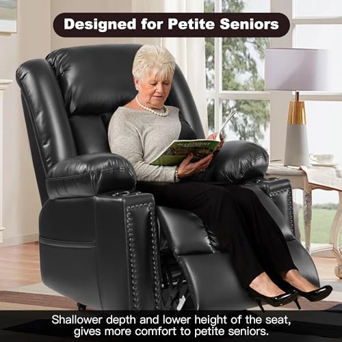 Dual Motor Power Lift Recliner Chair for Elderly with Heat and Massage, Black C981783