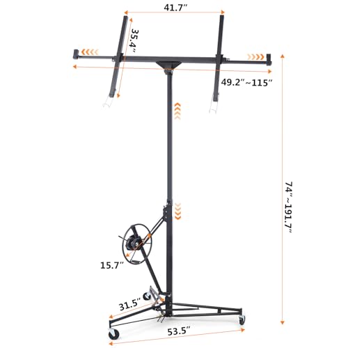 Drywall Lift 11FT, 150LBS Heavy Duty Panel Hoist, 360° Adjustable V716