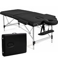 Giantex 84" Massage Table Professional Portable Lash Bed, 2 Folding Lightweight Massage Bed, Aluminum Frame, Height Adjustable, Face Cradle & Side Armrests, Salon Spa Tattoo Bed with Carry Case
