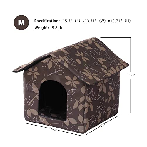 Outdoor Cat House Waterproof Shelter for Cats and Dogs, Brown W706