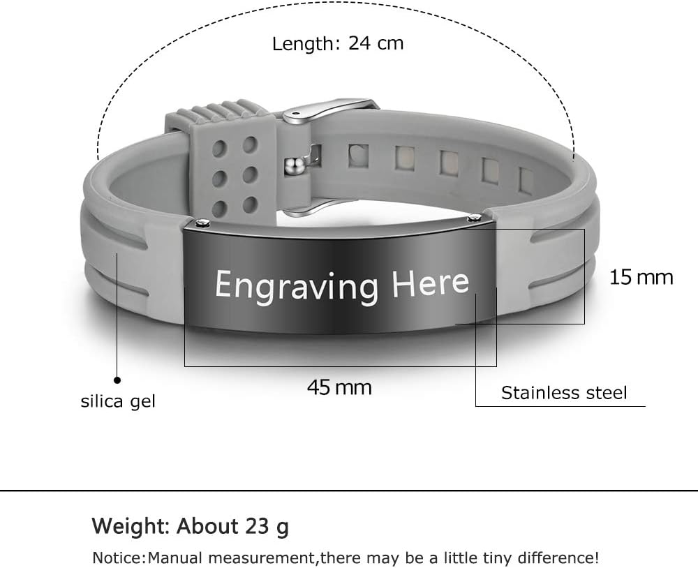 Personalized Silicone Medical Alert Bracelet for Men Women U6165