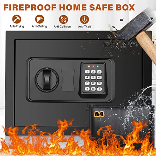 Fireproof Waterproof Safe Box with Digital Keypad and Key K88455