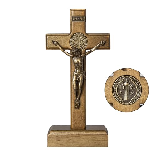 KUXBET Crucifix Cross Catholic 10.7 Inch Wooden Jesus Christ Wall Hanging or Tabletop G934