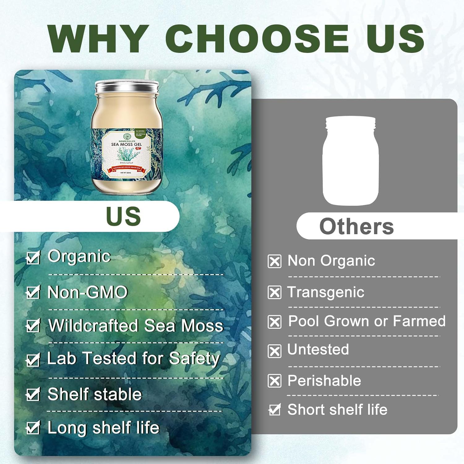 Natural Sea Moss Gel, 92 Minerals, Immune & Digestive Support, 18 oz J2516