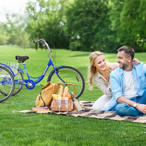 Adult Tricycle with Large Basket 24/26 Inch, 7-Speed 3-Wheel Bike I7207