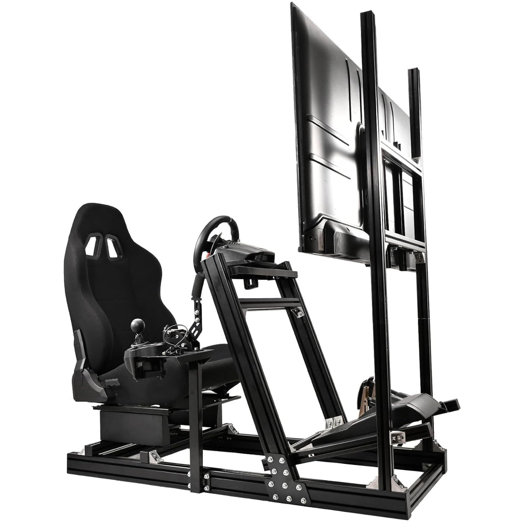 Marada Racing Simulator Cockpit with Monitor Stand Fit for Thrustmaster/PXN/Logitech/FANTEC G923 G920 T500 T3PA TGT,Stable& Strong Driving Cockpit with Black Seat,Not Included Wheel and Pedal