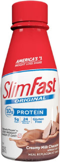 SlimFast Ready to Drink Bottles, Creamy Milk Chocolate Meal Replacement Shake, 10-Ounces, 8 Count