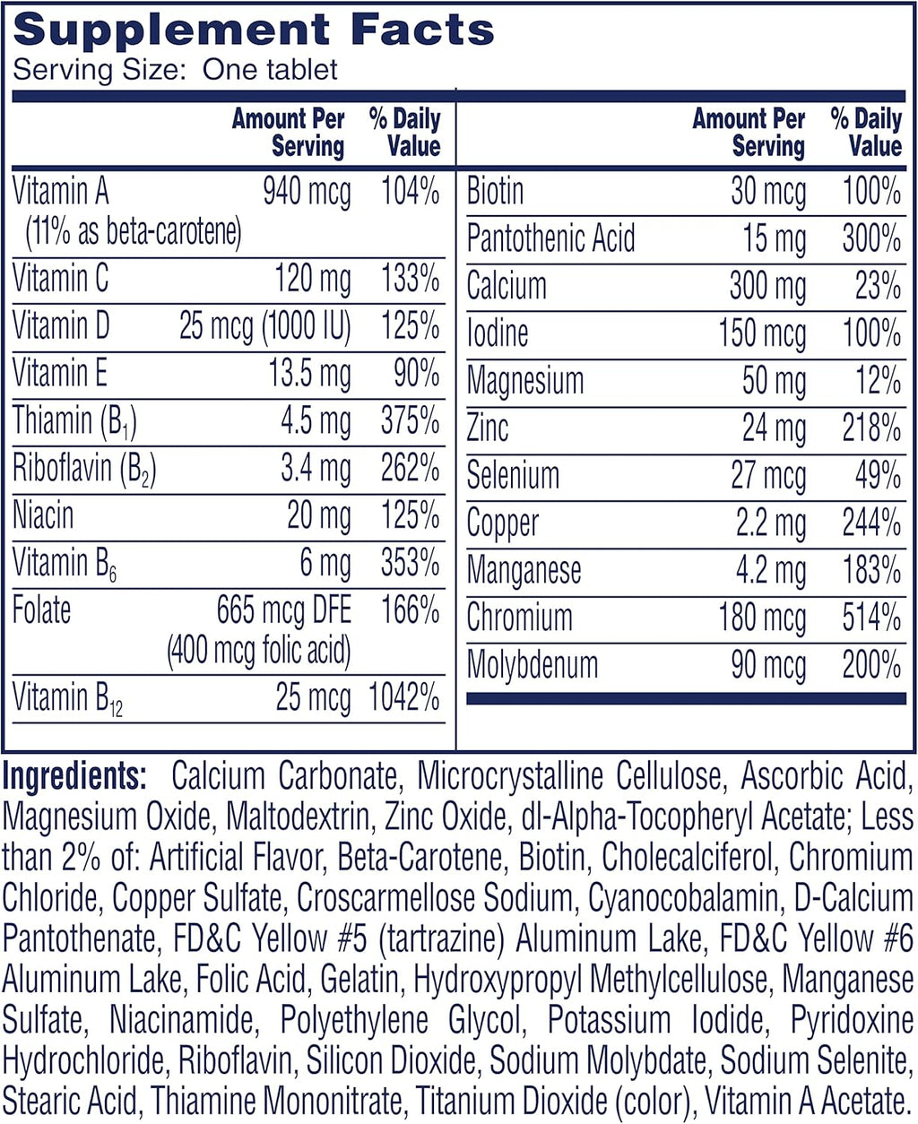 One A Day Women’s 50+ Multivitamin Tablets, 200 Count S182