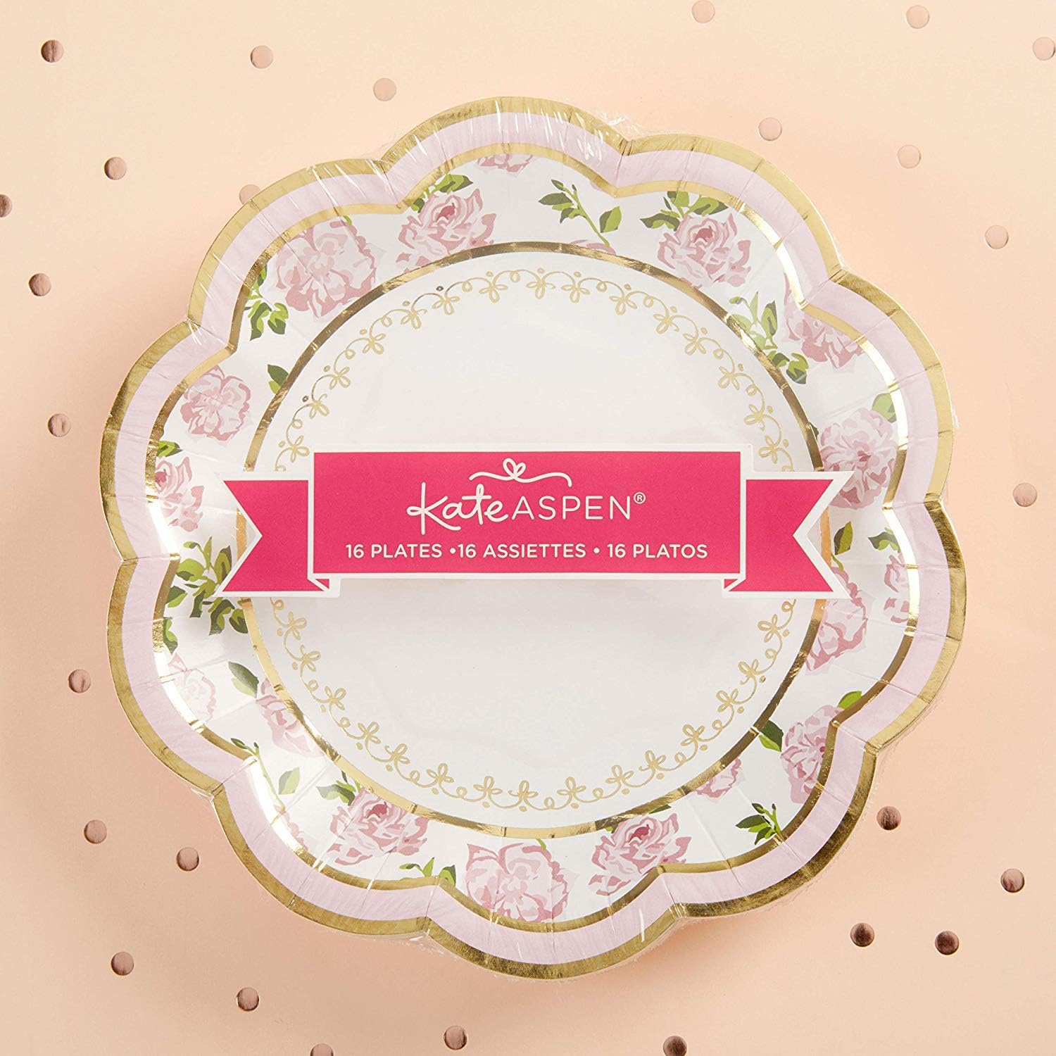 Kate Aspen 32 Pcs Floral Paper Plates, 7 Inch, Pink P4375