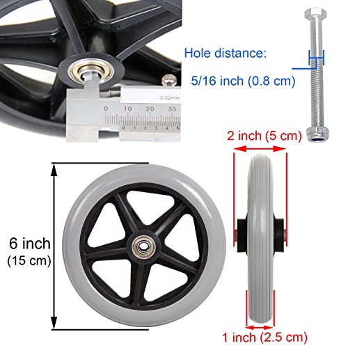 2 Pcs Front Castor Wheel 7 Inch 8 Inch Wheelchair Wheels Solid Rubber with Bearing X955