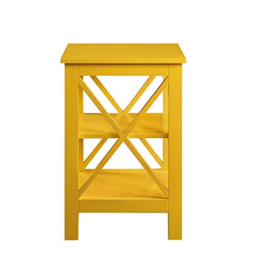 Convenience Concepts Oxford End Table with Storage Shelves, White Faux Marble/Black N969