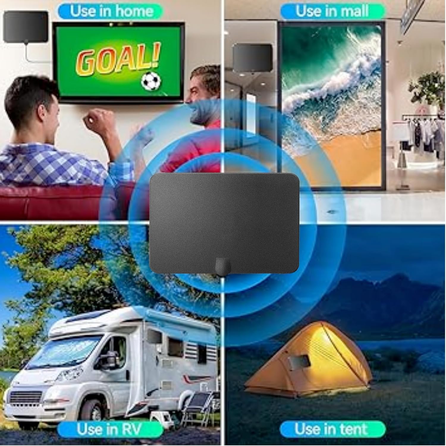 TV Antenna Indoor for Smart TV, 8K 4K 1080P, 950 Miles Range, with Amplifier and 16.5ft Cable V5728
