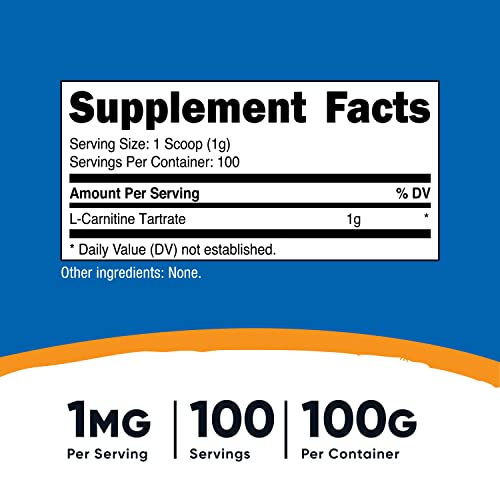 Nutricost L-Carnitine Tartrate Powder, 100 Grams K73770