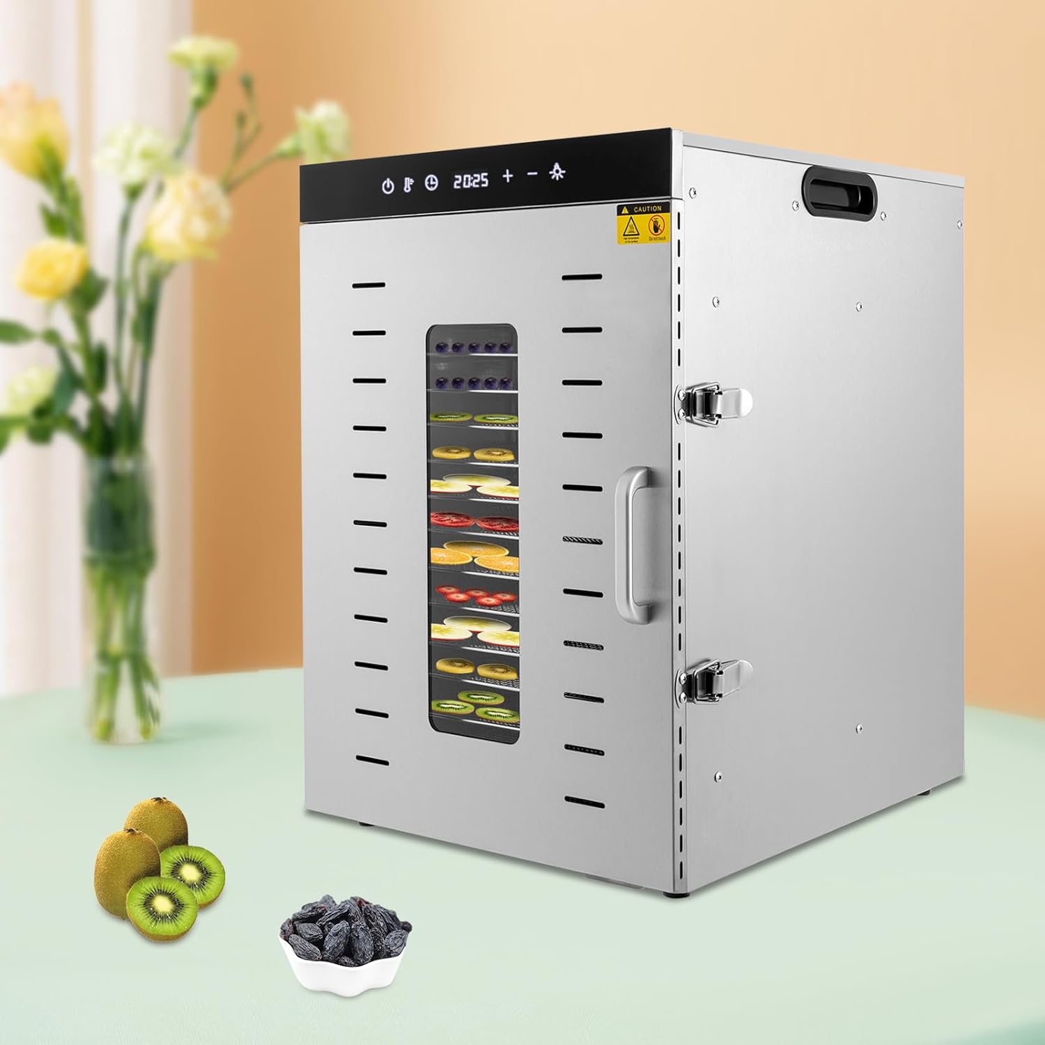 16 Tray Stainless Steel Food Dehydrator with Adjustable Temperature and Timer Q37753