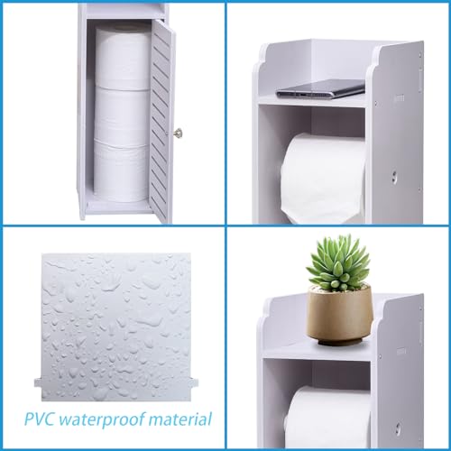 D&Joy Toilet Paper Holder Stand, 4-Tier Bathroom Storage Rack, White K596
