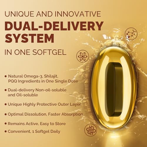Ubiquinol CoQ10 600 MG Softgels with Omega-3, Shilajit & PQQ, 60 Servings H1468
